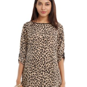 Femella Women Black Animal Print Top