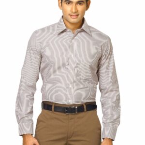 Mark Taylor Men Brown Striped Shirt