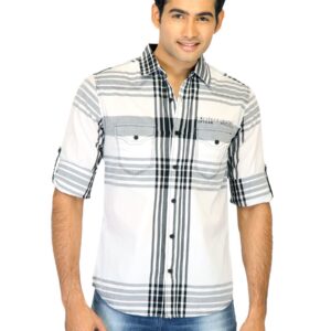 Spykar Men Check White Shirts