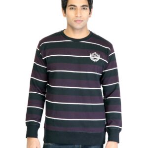 Free Authority Men Stripes Purple Sweatshirts