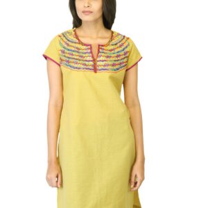 BIBA Women Yellow Kurta