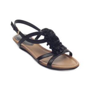Clarks Women Santa Rock Black Leather Flats