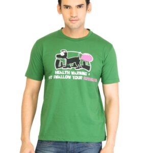 Peter England Men Printed Green TShirt