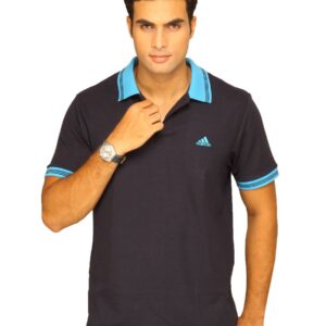 ADIDAS Men Black Polo T-shirt