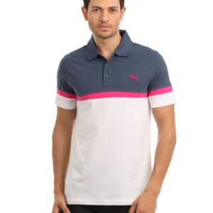 Puma Men Blue & White Polo T-shirt