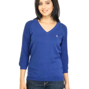 United Colors of Benetton Women Solid Blue Sweater