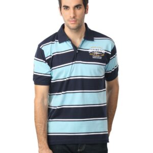 Scullers Men Blue & Navy Blue Striped T-shirt