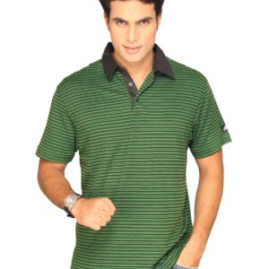 ADIDAS Men's Strip Polo Black Green T-shirt