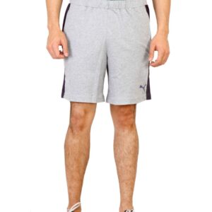 Puma Men Solid Grey Knits Panel Shorts
