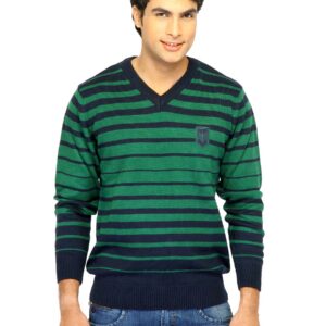 Scullers Men Stripes Green Sweaters