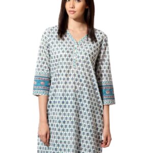 Fabindia Women Printed Blue Kurta