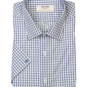 Arrow Men Navy Blue Check Shirt