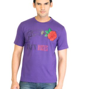 Peter England Men Printed Purple TShirt