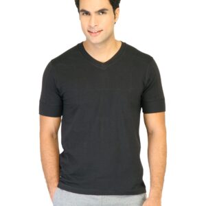 Hanes Men Black V DuoDry Body Fit V-Neck T-shirt