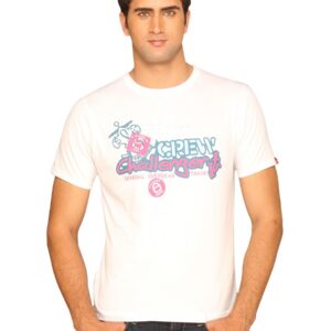 Probase Men's Crack Print Crew Challenger White T-shirt