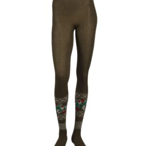 United Colors of Benetton Women Olive Floral Design Tights