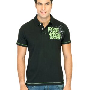 Probase Men Solid Black  Polo T-shirts