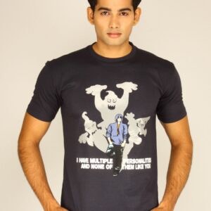 Myntra Men's I Have Multiple Personalities Navy Blue T-shirt