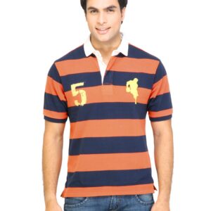 Arrow Sport Men Stripes Orange Polo Tshirts