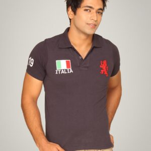 UCB Men's Polo Neck With Lion Logo Navy Blue T-shirt