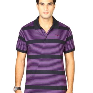 Fila Men's Striper Pique Polo Purple Navy T-shirt