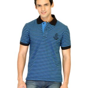 Classic Polo Men Narrow Stripes Blue Tshirts