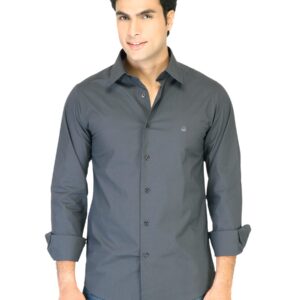 United Colors of Benetton Men Solid DK.Grey Shirts