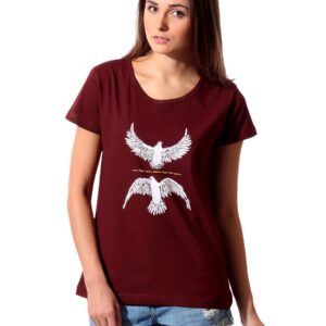 Tantra Women Brown Fight Peace T-shirt