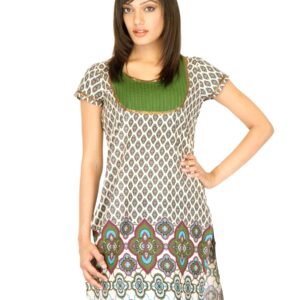 Vishudh Women Pigment Print Green Kurtas
