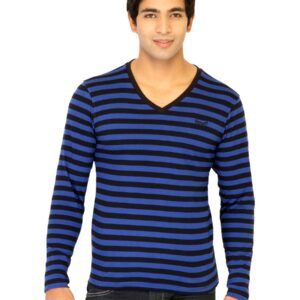 Flying Machine Men Stripes Blue Tshirts
