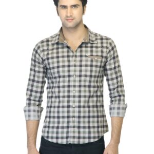Flying Machine Men Check Green & Brown Shirt