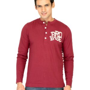 Probase Men Solid Maroon Tshirts