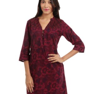 Alma Women Maroon Printed Kurta