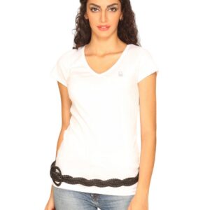 UCB Women's Basic V Neck White T-shirt
