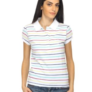 Arrow Woman White Striped Polo T-shirt
