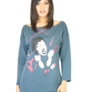 United Colors of Benetton Women Blue Printed Top