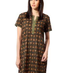 Fabindia Women Printed Black Kurta