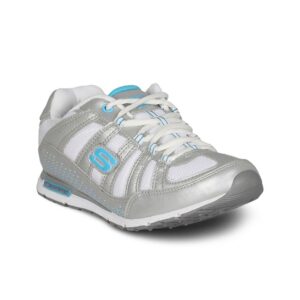 Skechers Women Silver White Blue Shoe