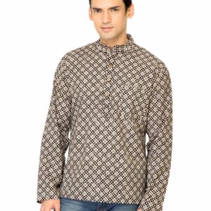 Mother Earth Men Printed Beige Kurta