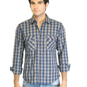Peter England Men Check Navy Blue Shirt