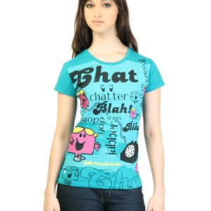 Little Miss Women Printed Blue T-shirt