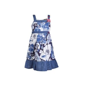 Doodle Kids Girl Printed Blue Dress