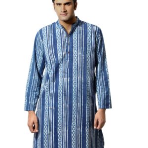 Fabindia Men Printed Blue Kurta