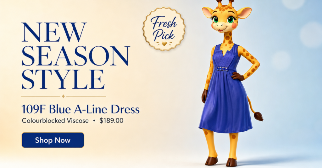 109F Blue A-Line Dress