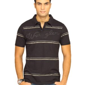 Wrangler Men's Engine Broad Stripe Polo Black T-shirt
