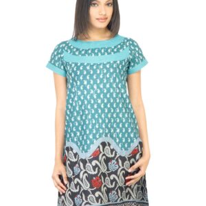 Vishudh Women Printed Turquoise Blue Kurta