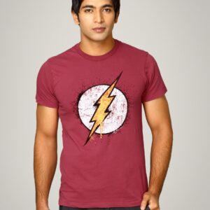 DC Comics Men's Flash Flock Logo Dark Red T-shirt