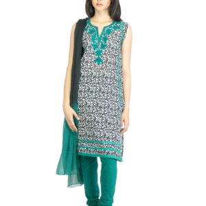 Vishudh Women Green Churidar Kurta with Dupatta
