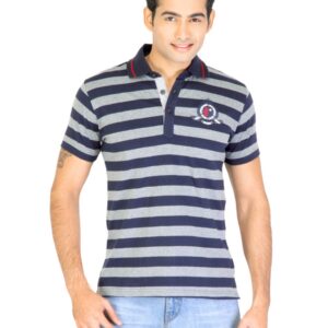 Spykar Men Stripe Navy Blue T-Shirts