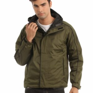 Just Natural Unisex Black and Olive Reversible Rain Jacket